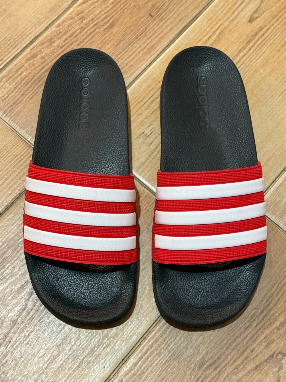 adidas Red and White Slides